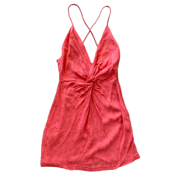 Zara Floral Twist Front Hot Pink Coquette Festival Mini Party Dress X-Small - Picture 1 of 6